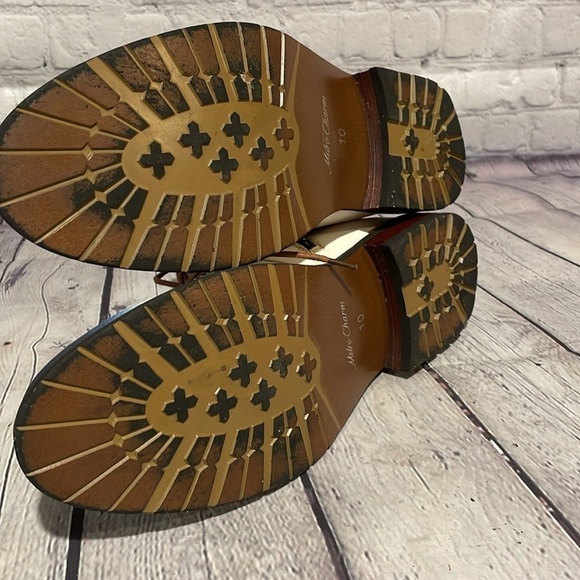 Mens Oxford, chukka boots, tan white and blue with side zip size 10 medium - Picture 5 of 8